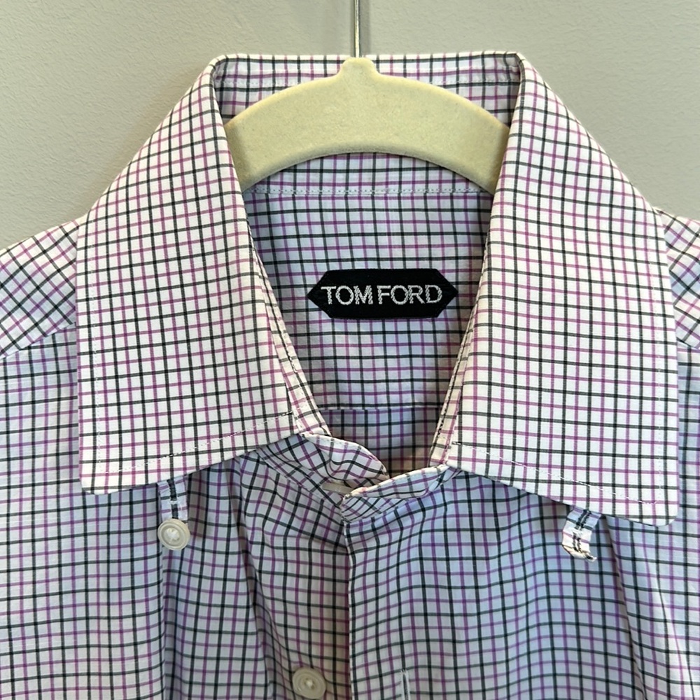 Tom Ford Checkered Dress Shirt - Size 39/15.5 - Excellent Condition